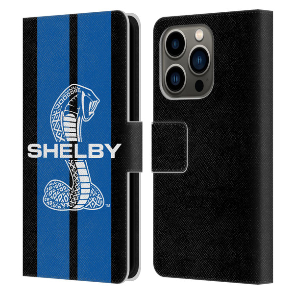 Shelby Car Graphics Blue Leather Book Wallet Case Cover For Apple iPhone 14 Pro