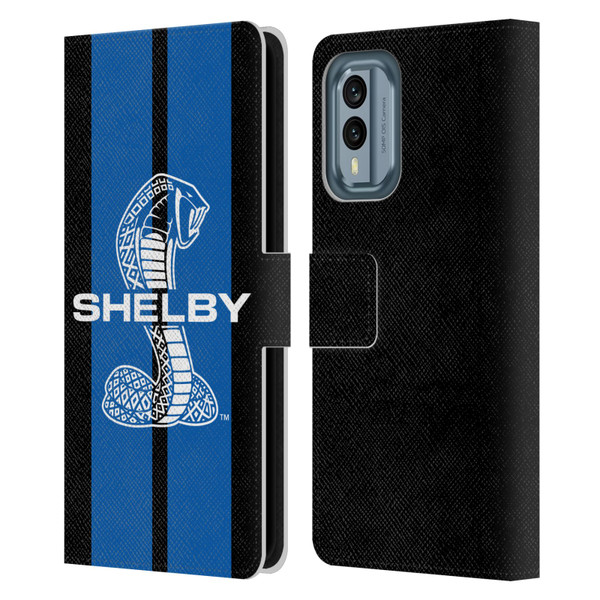 Shelby Car Graphics Blue Leather Book Wallet Case Cover For Nokia X30
