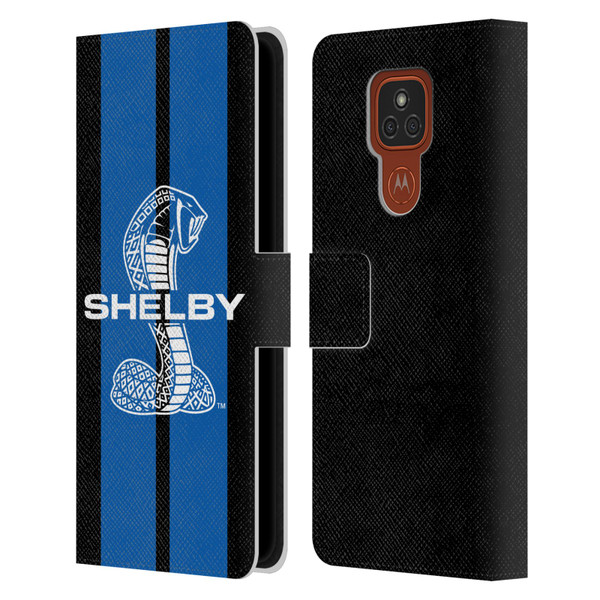 Shelby Car Graphics Blue Leather Book Wallet Case Cover For Motorola Moto E7 Plus