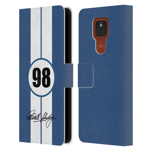 Shelby Car Graphics 1965 427 S/C Blue Leather Book Wallet Case Cover For Motorola Moto E7 Plus