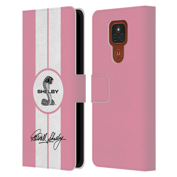 Shelby Car Graphics 1965 427 S/C Pink Leather Book Wallet Case Cover For Motorola Moto E7 Plus