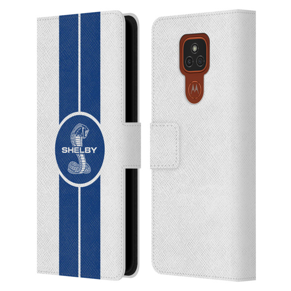 Shelby Car Graphics 1965 427 S/C White Leather Book Wallet Case Cover For Motorola Moto E7 Plus