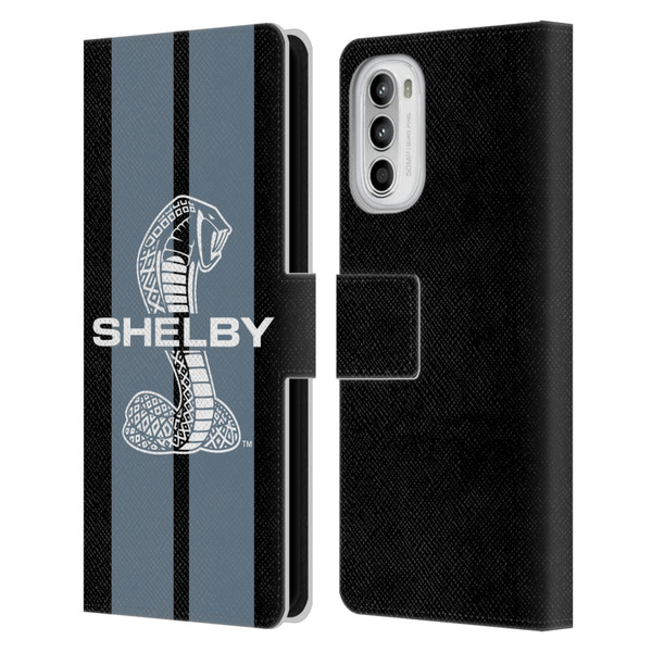 Shelby Car Graphics Gray Leather Book Wallet Case Cover For Motorola Moto G52