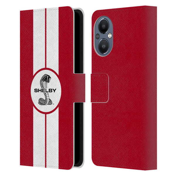 Shelby Car Graphics 1965 427 S/C Red Leather Book Wallet Case Cover For OnePlus Nord N20 5G