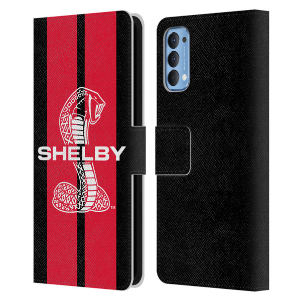 Shelby Car Graphics Red Leather Book Wallet Case Cover For OPPO Reno 4 5G