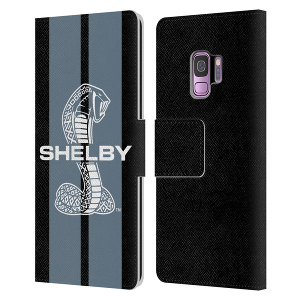 Shelby Car Graphics Gray Leather Book Wallet Case Cover For Samsung Galaxy S9