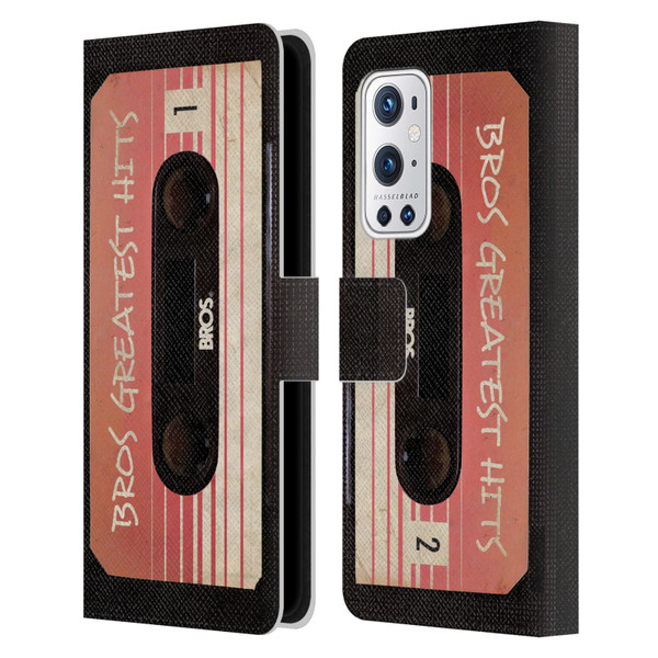 BROS Vintage Cassette Tapes Greatest Hits Leather Book Wallet Case Cover For OnePlus 9 Pro