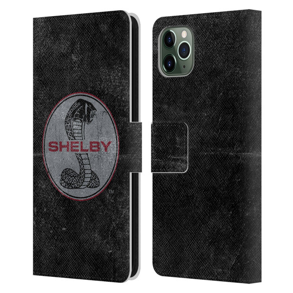 Shelby Logos Distressed Black Leather Book Wallet Case Cover For Apple iPhone 11 Pro Max