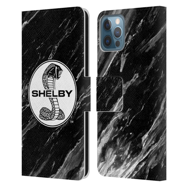 Shelby Logos Marble Leather Book Wallet Case Cover For Apple iPhone 12 / iPhone 12 Pro