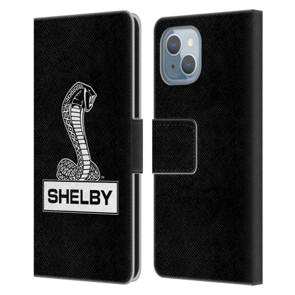 Shelby Logos Plain Leather Book Wallet Case Cover For Apple iPhone 14