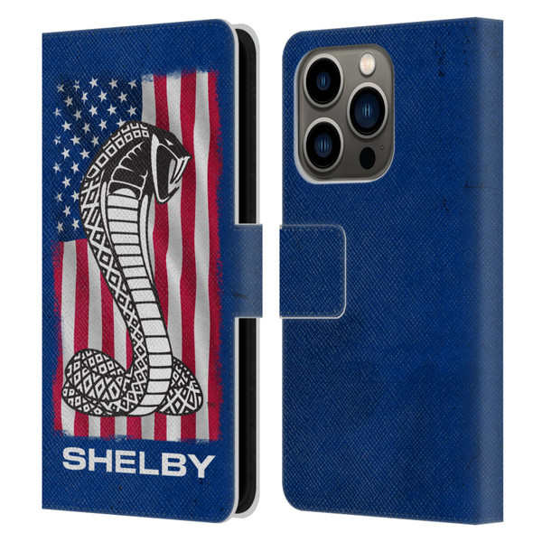 Shelby Logos American Flag Leather Book Wallet Case Cover For Apple iPhone 14 Pro