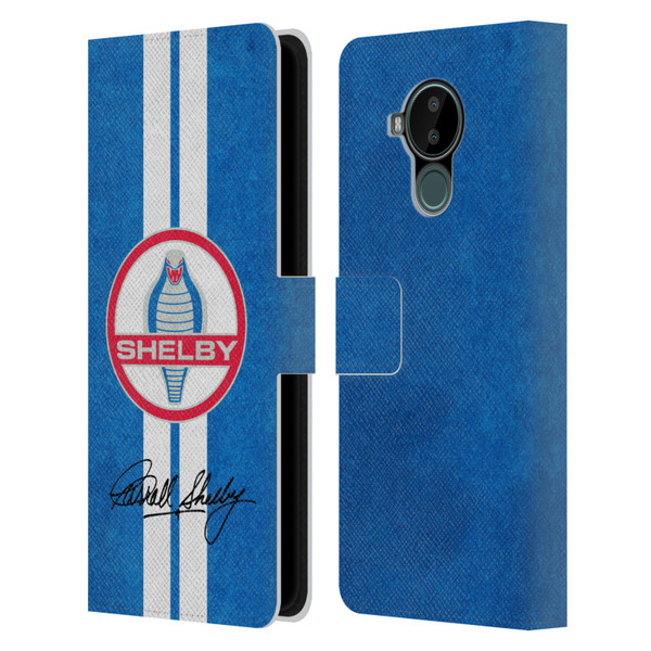 Shelby Logos Distressed Blue Leather Book Wallet Case Cover For Nokia C30