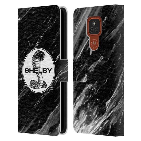 Shelby Logos Marble Leather Book Wallet Case Cover For Motorola Moto E7 Plus