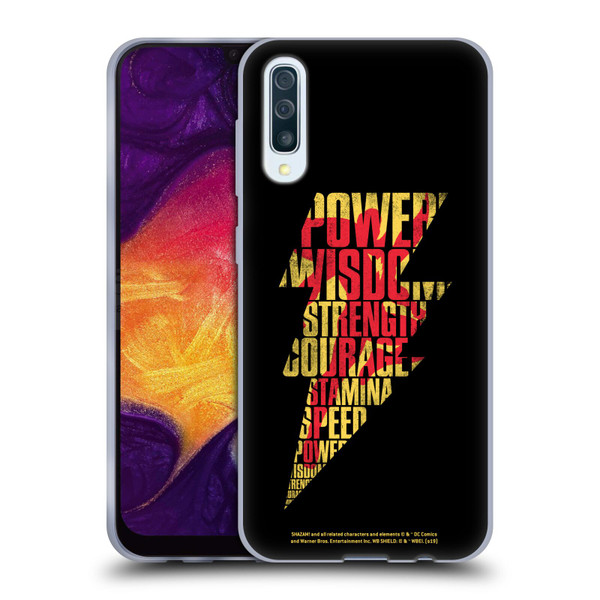 Shazam! 2019 Movie Logos Distressed Look Lightning Soft Gel Case for Samsung Galaxy A50/A30s (2019)