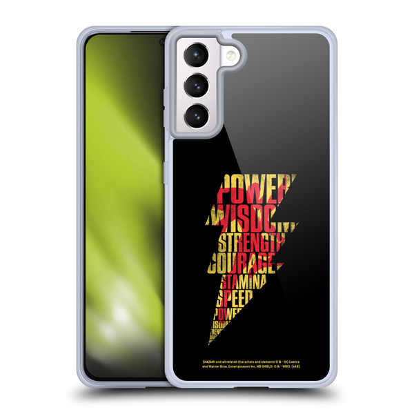 Shazam! 2019 Movie Logos Distressed Look Lightning Soft Gel Case for Samsung Galaxy S21+ 5G