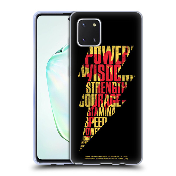 Shazam! 2019 Movie Logos Distressed Look Lightning Soft Gel Case for Samsung Galaxy Note10 Lite