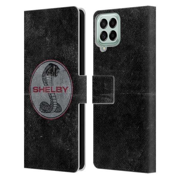 Shelby Logos Distressed Black Leather Book Wallet Case Cover For Samsung Galaxy M33 (2022)