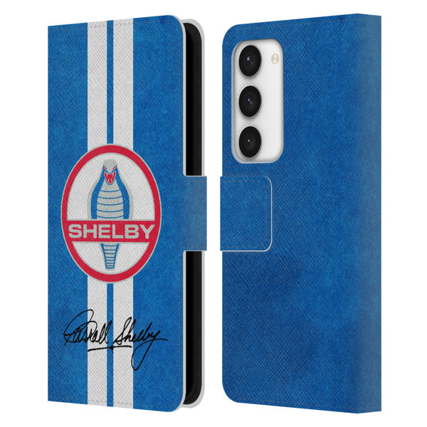 Shelby Logos Distressed Blue Leather Book Wallet Case Cover For Samsung Galaxy S23 5G