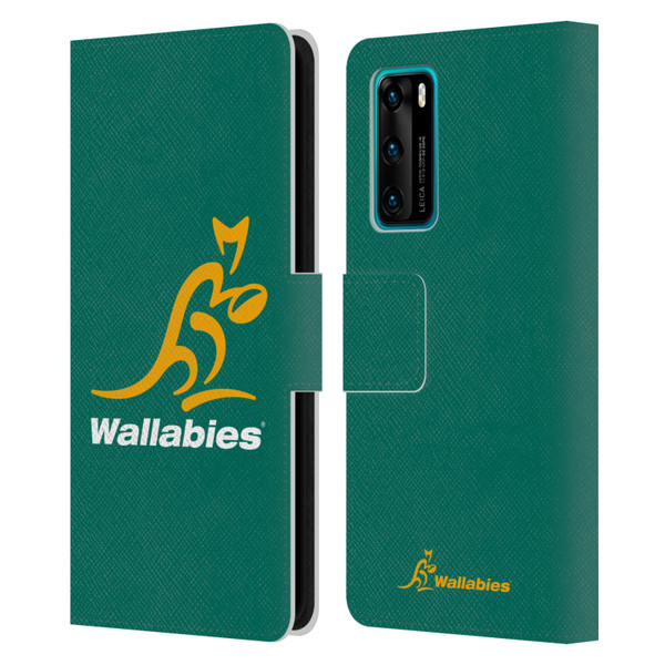 Australia National Rugby Union Team Crest Plain Green Leather Book Wallet Case Cover For Huawei P40 5G