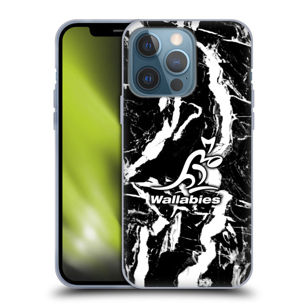 Australia National Rugby Union Team Crest Black Marble Soft Gel Case for Apple iPhone 13 Pro