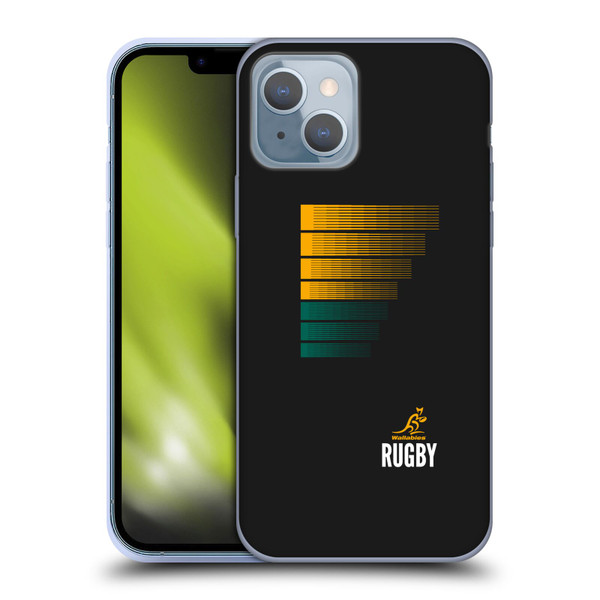Australia National Rugby Union Team Crest Rugby Green Yellow Soft Gel Case for Apple iPhone 14