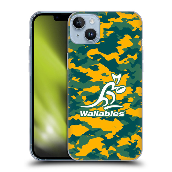 Australia National Rugby Union Team Crest Camouflage Soft Gel Case for Apple iPhone 14 Plus