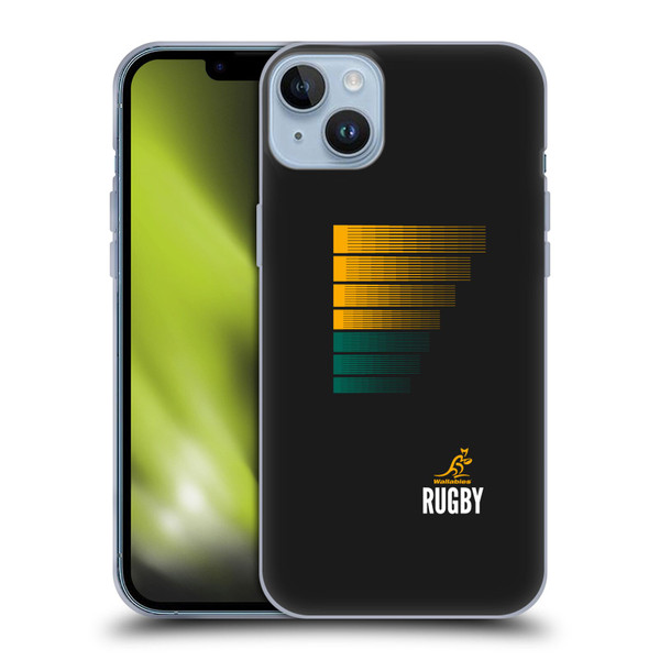 Australia National Rugby Union Team Crest Rugby Green Yellow Soft Gel Case for Apple iPhone 14 Plus