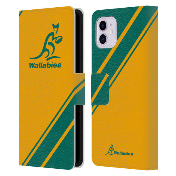 Australia National Rugby Union Team Crest Stripes Leather Book Wallet Case Cover For Apple iPhone 11