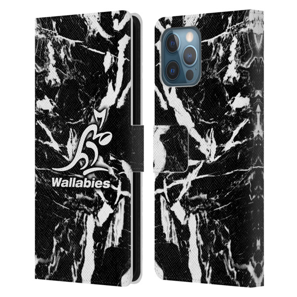 Australia National Rugby Union Team Crest Black Marble Leather Book Wallet Case Cover For Apple iPhone 12 Pro Max