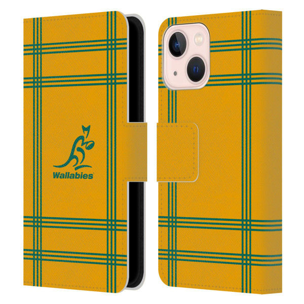 Australia National Rugby Union Team Crest Tartan Leather Book Wallet Case Cover For Apple iPhone 13 Mini