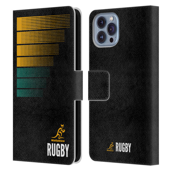 Australia National Rugby Union Team Crest Rugby Green Yellow Leather Book Wallet Case Cover For Apple iPhone 14