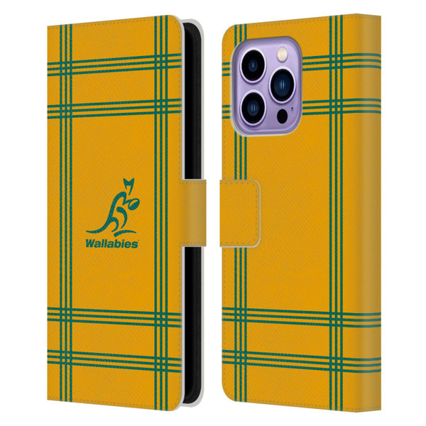 Australia National Rugby Union Team Crest Tartan Leather Book Wallet Case Cover For Apple iPhone 14 Pro Max
