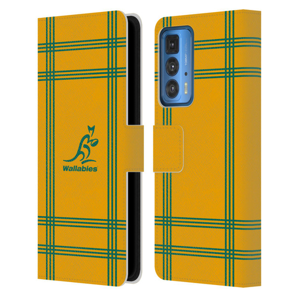 Australia National Rugby Union Team Crest Tartan Leather Book Wallet Case Cover For Motorola Edge 20 Pro