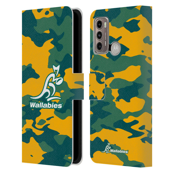 Australia National Rugby Union Team Crest Camouflage Leather Book Wallet Case Cover For Motorola Moto G60 / Moto G40 Fusion