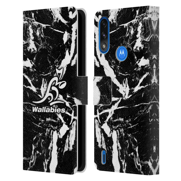 Australia National Rugby Union Team Crest Black Marble Leather Book Wallet Case Cover For Motorola Moto E7 Power / Moto E7i Power