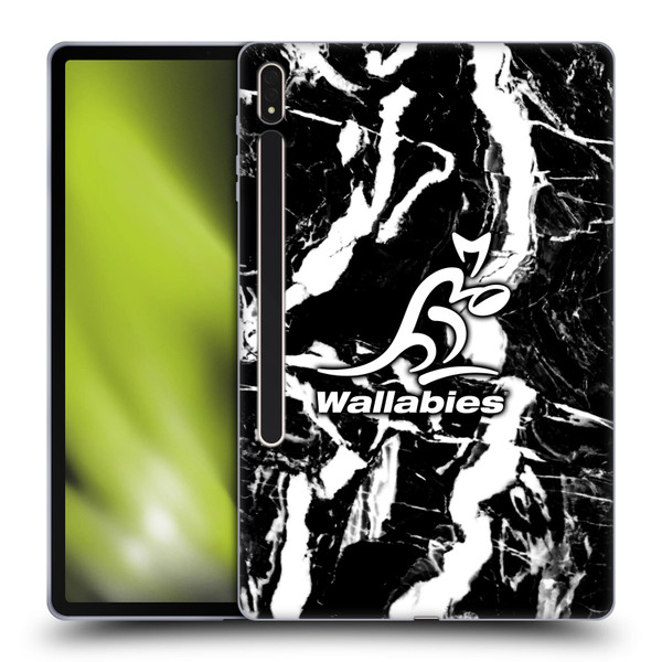 Australia National Rugby Union Team Crest Black Marble Soft Gel Case for Samsung Galaxy Tab S8 Plus