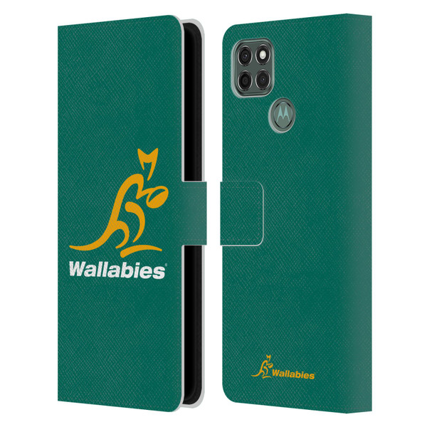 Australia National Rugby Union Team Crest Plain Green Leather Book Wallet Case Cover For Motorola Moto G9 Power