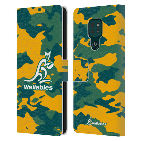 Australia National Rugby Union Team Crest Camouflage Leather Book Wallet Case Cover For Motorola Moto G9 Play