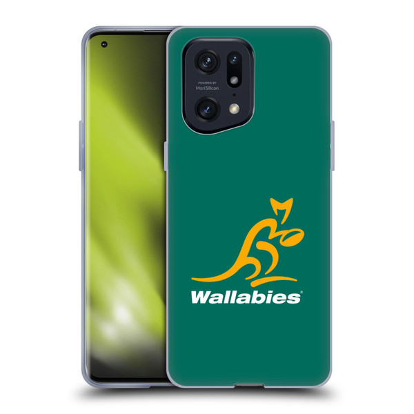 Australia National Rugby Union Team Crest Plain Green Soft Gel Case for OPPO Find X5 Pro