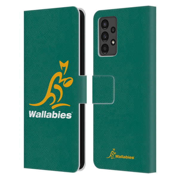 Australia National Rugby Union Team Crest Plain Green Leather Book Wallet Case Cover For Samsung Galaxy A13 (2022)
