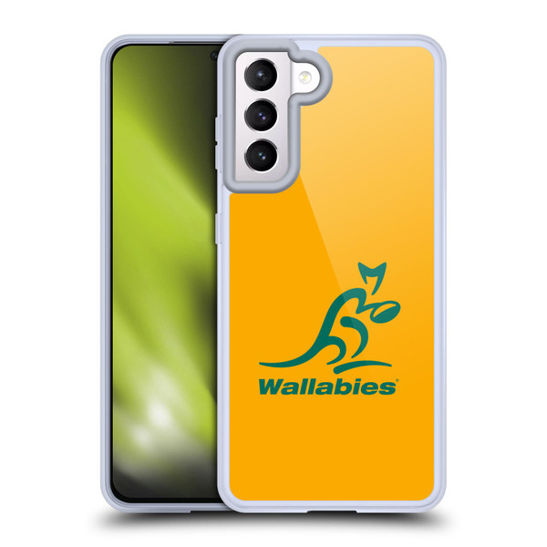Australia National Rugby Union Team Crest Plain Yellow Soft Gel Case for Samsung Galaxy S21 5G