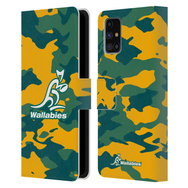 Australia National Rugby Union Team Crest Camouflage Leather Book Wallet Case Cover For Samsung Galaxy M31s (2020)