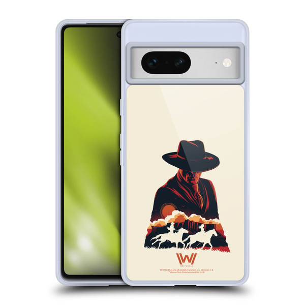 Westworld Graphics Man In Black Soft Gel Case for Google Pixel 7