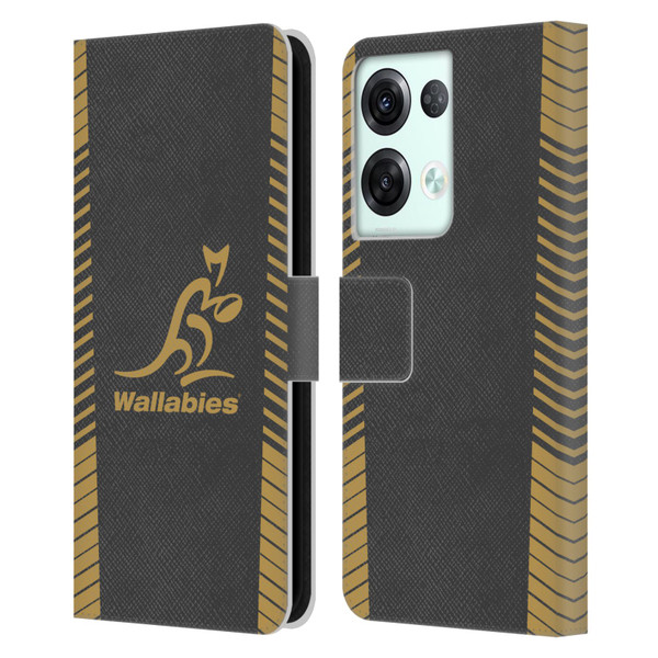 Australia National Rugby Union Team Wallabies Replica Grey Leather Book Wallet Case Cover For OPPO Reno8 Pro