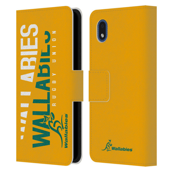 Australia National Rugby Union Team Wallabies Linebreak Yellow Leather Book Wallet Case Cover For Samsung Galaxy A01 Core (2020)