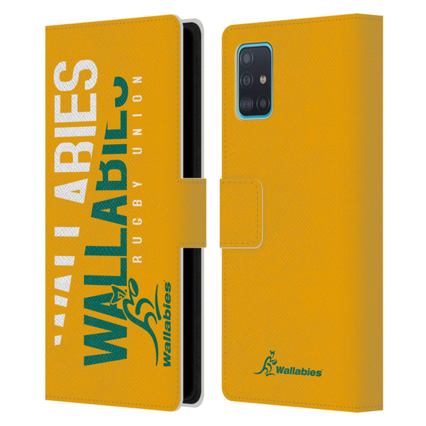 Australia National Rugby Union Team Wallabies Linebreak Yellow Leather Book Wallet Case Cover For Samsung Galaxy A51 (2019)