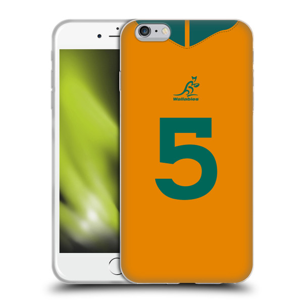 Australia National Rugby Union Team 2021/22 Players Jersey Position 5 Soft Gel Case for Apple iPhone 6 Plus / iPhone 6s Plus