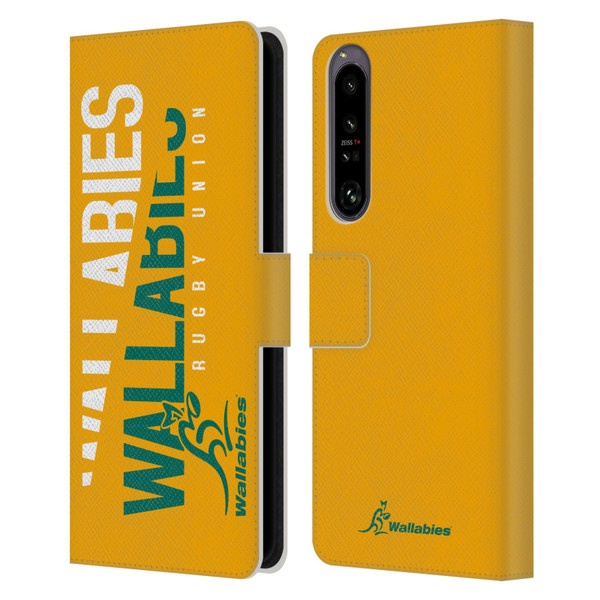 Australia National Rugby Union Team Wallabies Linebreak Yellow Leather Book Wallet Case Cover For Sony Xperia 1 IV