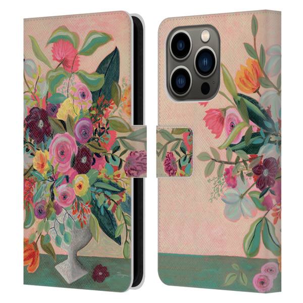 Suzanne Allard Floral Art Floral Centerpiece Leather Book Wallet Case Cover For Apple iPhone 14 Pro