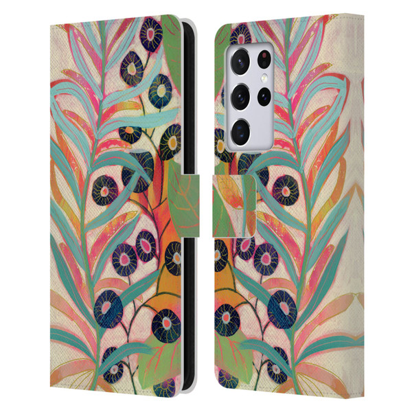 Suzanne Allard Floral Art Joyful Garden Flower Leather Book Wallet Case Cover For Samsung Galaxy S21 Ultra 5G